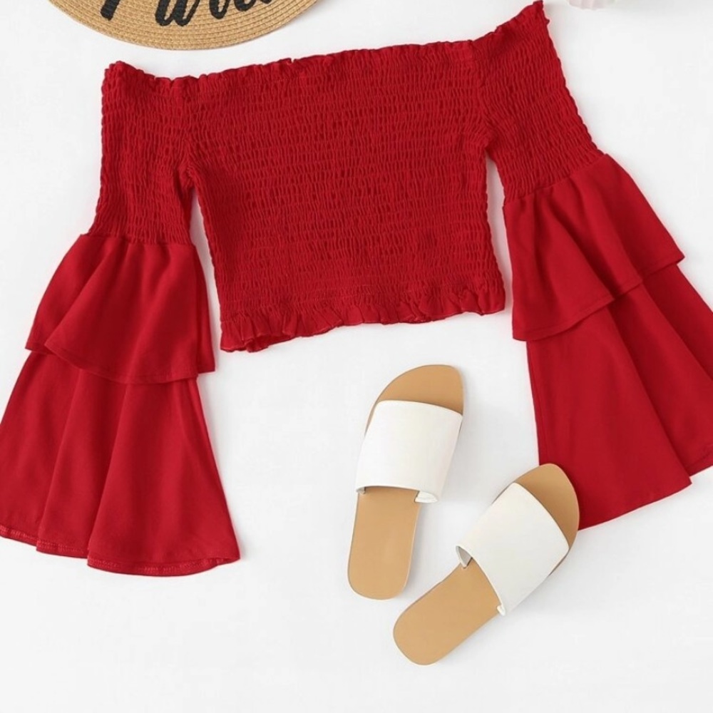 Red Off the Shoulder Shirt